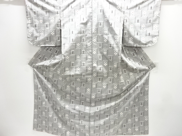 JAPANESE KIMONO / TSUMUGI / ENSEMBLE / UNUSED / WOVEN GEOMETRIC